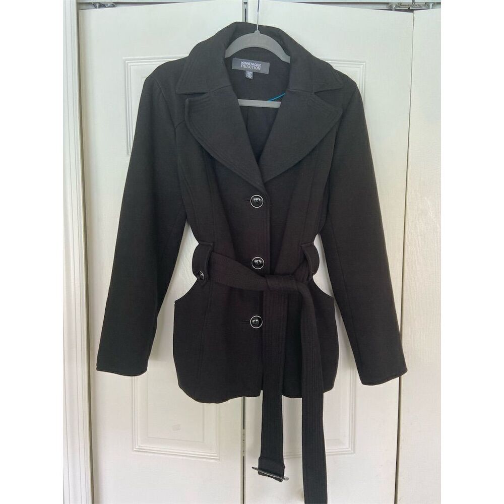 Kenneth Cole Reaction Women's Black Belted Jacket XL Long Sleeve